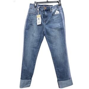 Seven7 High Rise Tower Skinny Jeans Raw Seams Cuff Hem